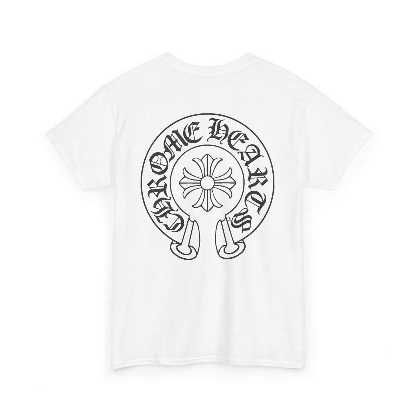 Chrome Hearts unofficial Logo Tee - Floral Cross Back Print Cotton T-Shirt