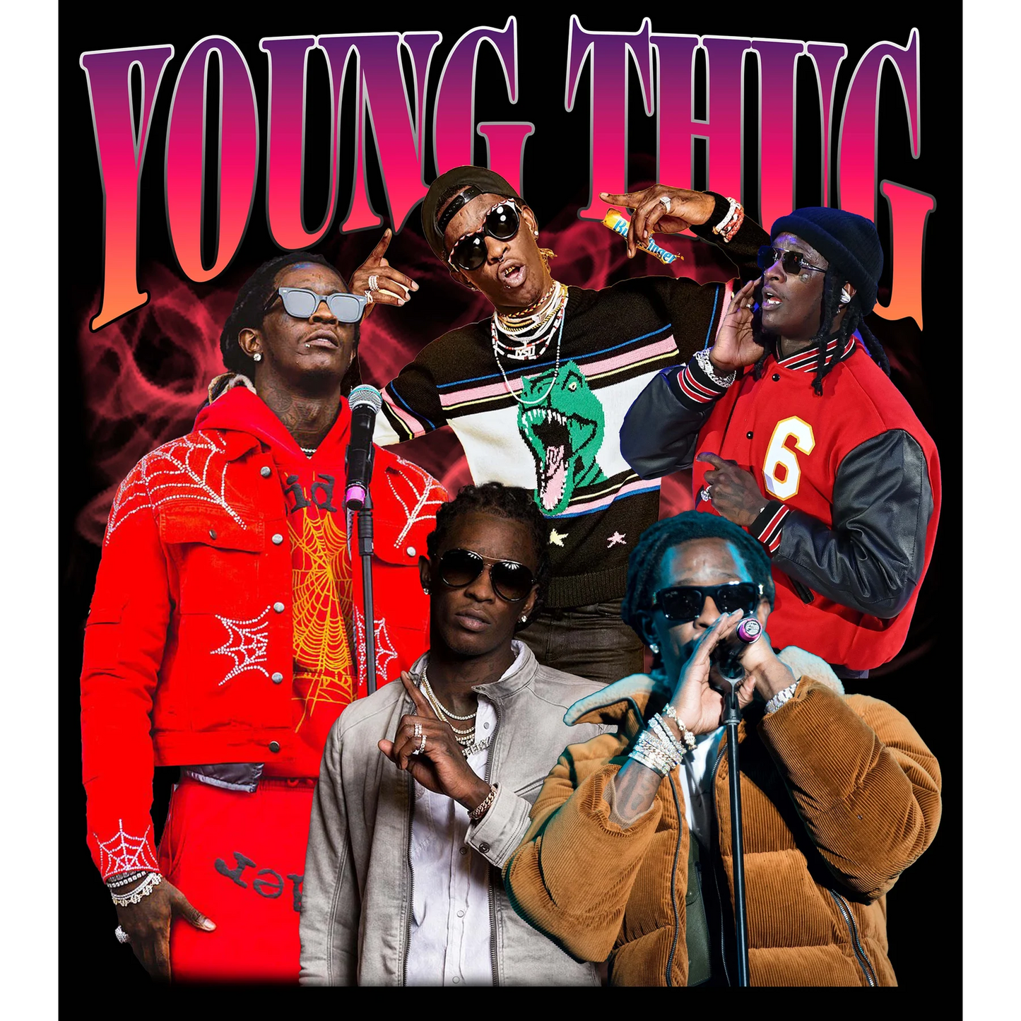 Graphic Tee — "Young Thug" Collage Rap Artist Shirt
