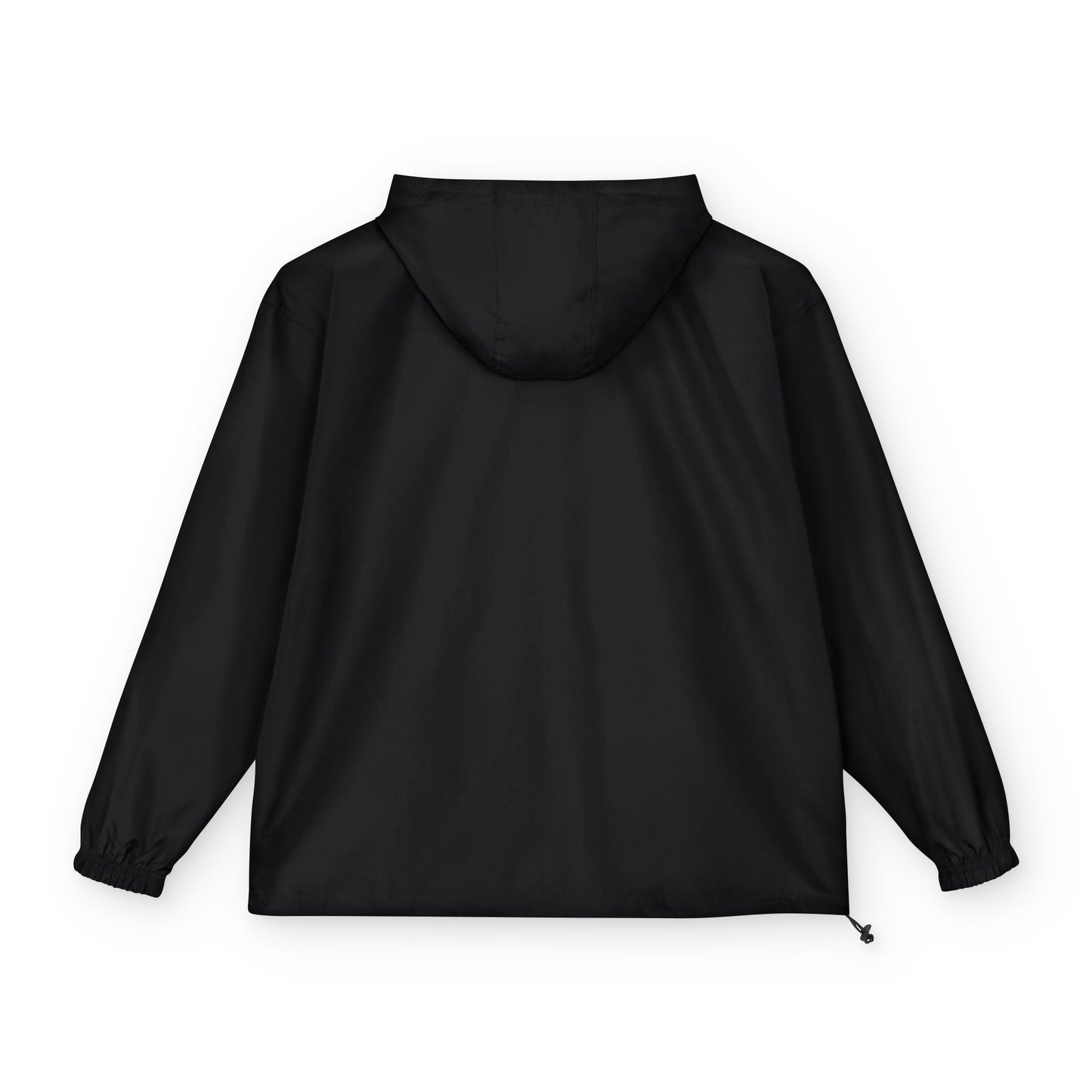 Packable Anorak Jacket — Black Lightweight Windbreaker with Small Chest Graphic