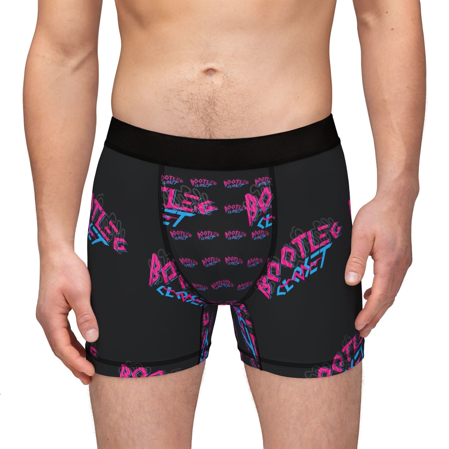 Retro 'Bootleg Closet' Graphic Boxers — Neon Logo Men's Boxer Briefs
